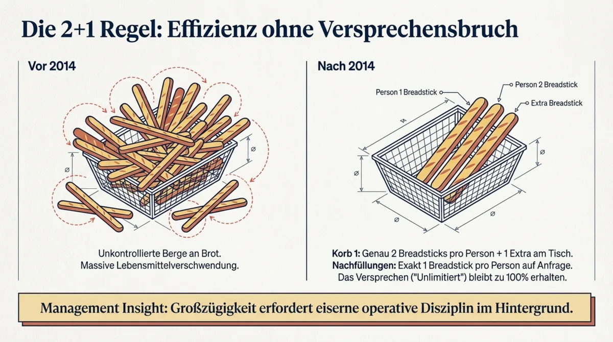Olive Garden 2-plus-1-Regel: Vor und nach Starboard Value 2014 – von unkontrollierten Brot-Bergen zur präzisen Portion pro Person