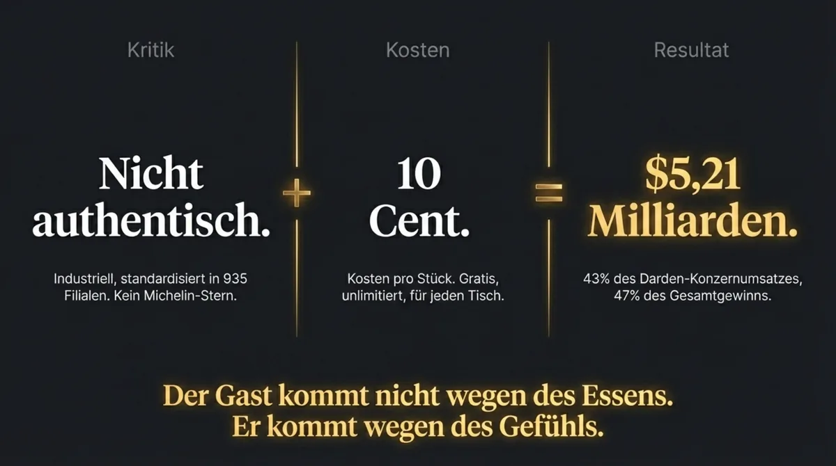 Olive Garden Formel: Nicht-authentisches Essen plus 10 Cent Kosten gleich 5,21 Milliarden Dollar Umsatz