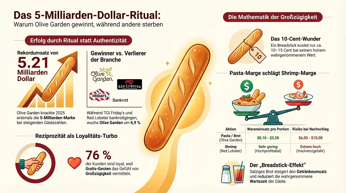 Infografik Das 5-Milliarden-Dollar-Ritual: Wie Olive Garden gewinnt während andere sterben – Reziprozität, Breadstick-Effekt und Mathematik der Großzügigkeit