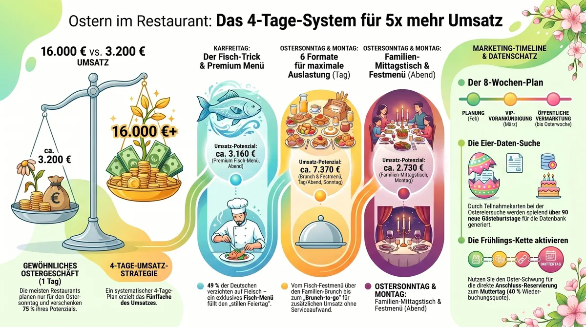 Ostern im Restaurant: Das 4-Tage-System für 5x mehr Umsatz – strategische Übersicht