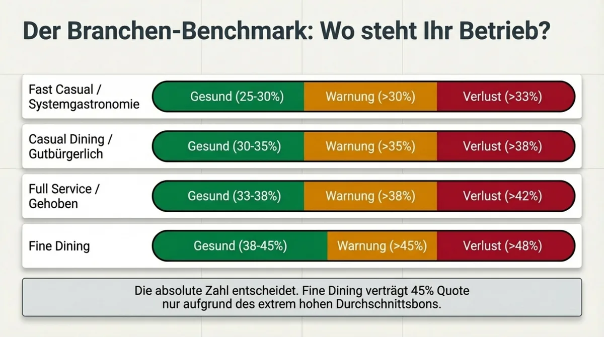 Personalkostenquote nach Restauranttyp 2026: Gesunde Quote, Warnzone und Verlustzone für Fast Casual bis Fine Dining
