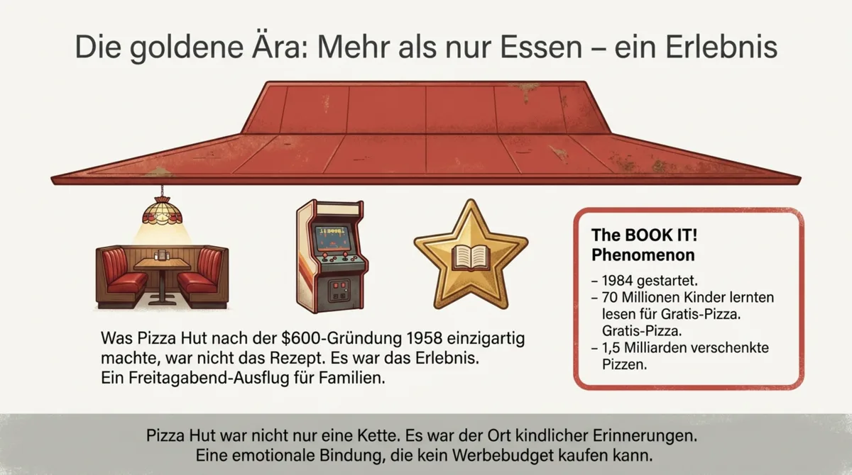 Pizza Huts goldene Ära: Das ikonische rote Dach, gemütliche Sitznischen, Arcade-Automaten und das BOOK IT! Leseprogramm für 70 Millionen Kinder