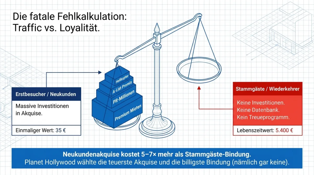 Planet Hollywood Fehlkalkulation: Millionen für Neukunden-Akquise, null investiert in Stammgäste-Bindung