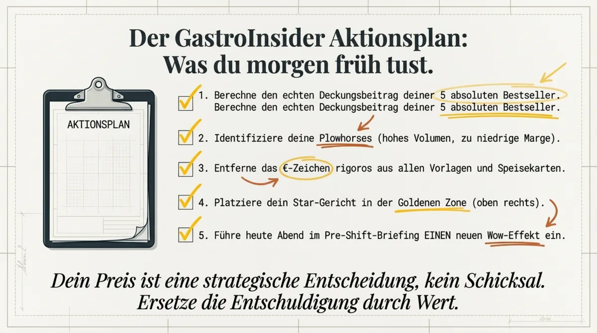 GastroInsider Aktionsplan Preiserhöhung: 5 Schritte die du morgen früh umsetzen kannst