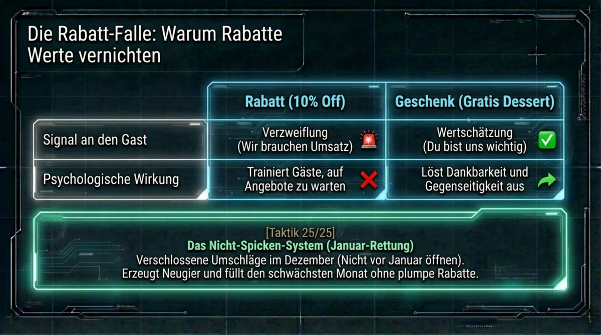 Die Rabatt-Falle: Rabatt signalisiert Verzweiflung, Geschenk signalisiert Wertschätzung