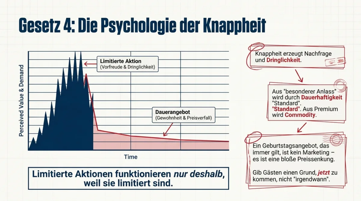 Psychologie der Knappheit: Limitierte Aktionen erzeugen Nachfrage, Dauerangebote zerstören die Marge