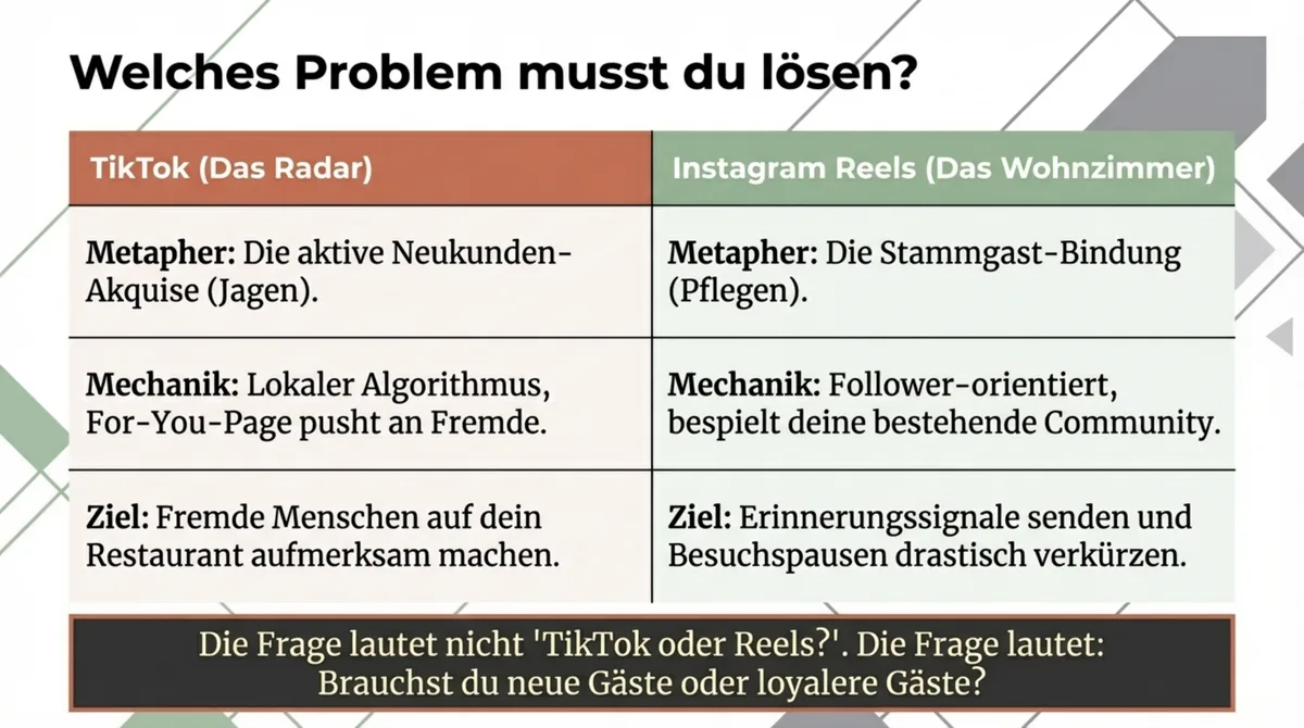 TikTok vs. Instagram Reels Vergleich für Restaurants – Neukunden vs. Stammgäste