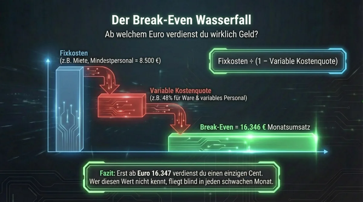 Restaurant Break-Even Berechnung: Fixkosten durch variable Kostenquote – ab welchem Euro verdienst du wirklich?
