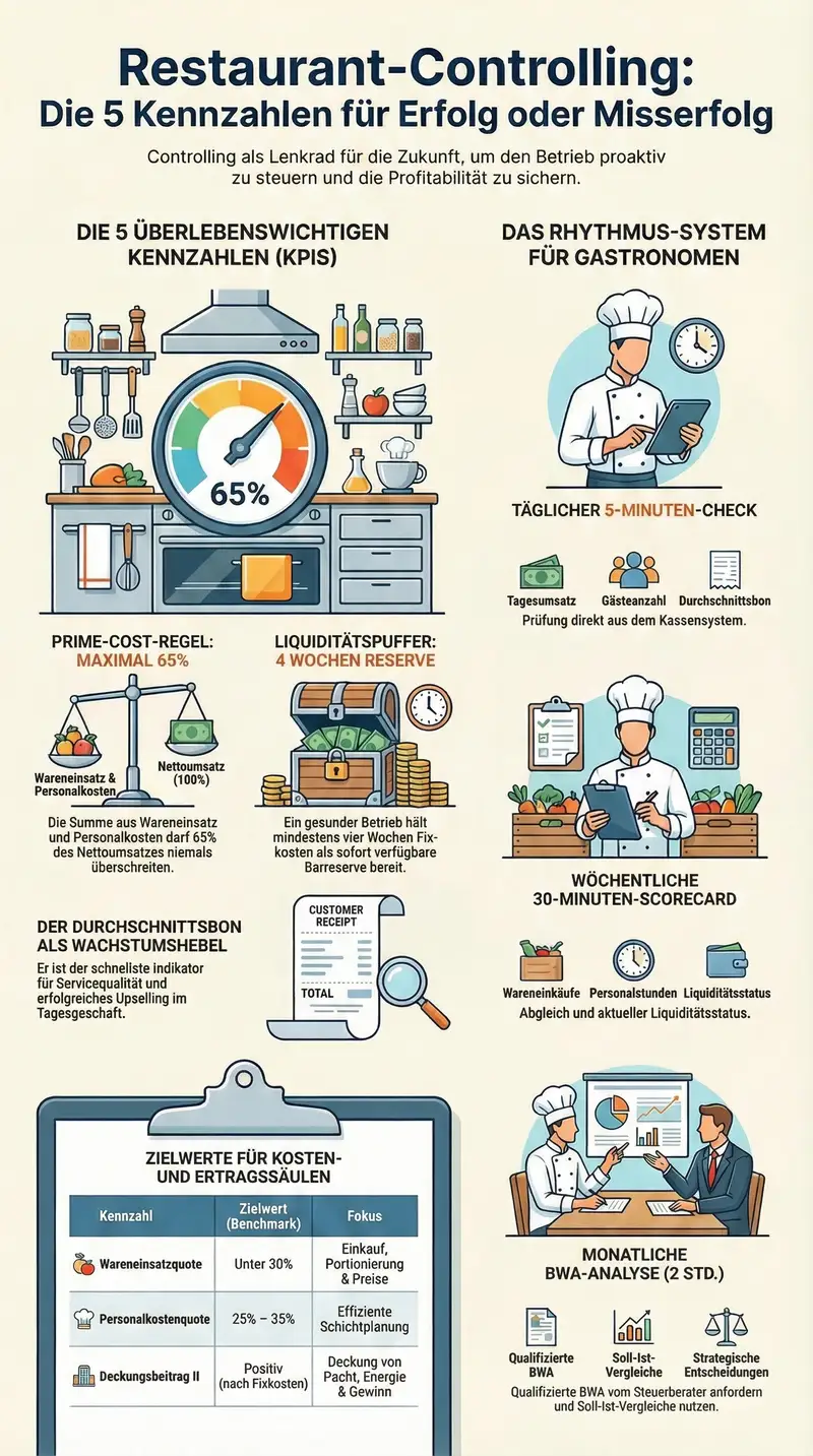 Restaurant Controlling und Wachstum: KPI-Zielwerte und das 4 GastroInsider Wachstumsfaktoren System