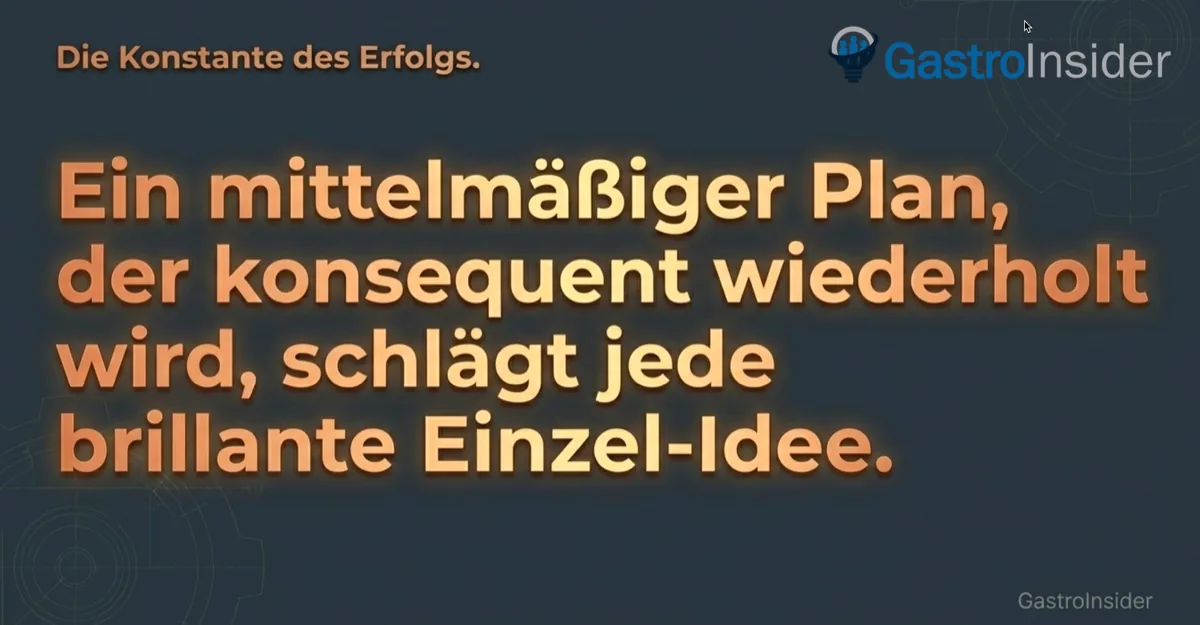 Ein mittelmäßiger Plan, der konsequent wiederholt wird, schlägt jede brillante Einzel-Idee