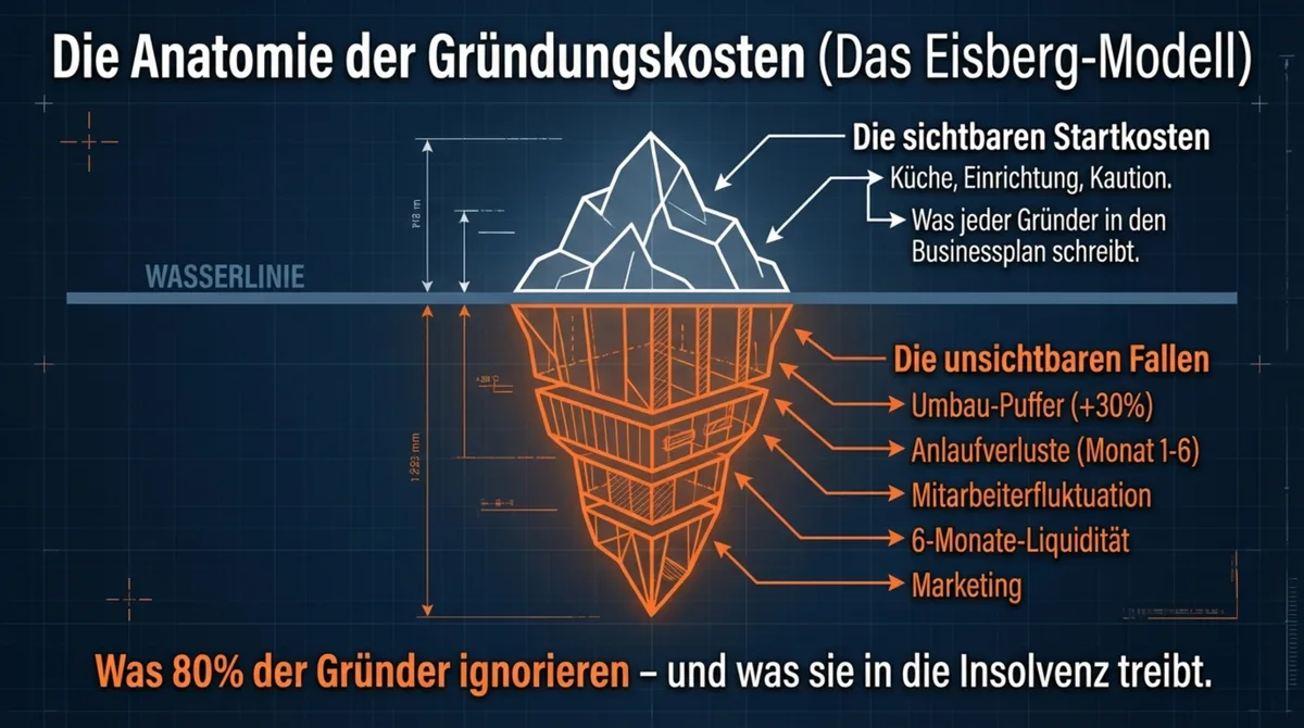 Eisberg-Modell Gründungskosten Restaurant: Sichtbare und versteckte Startkosten