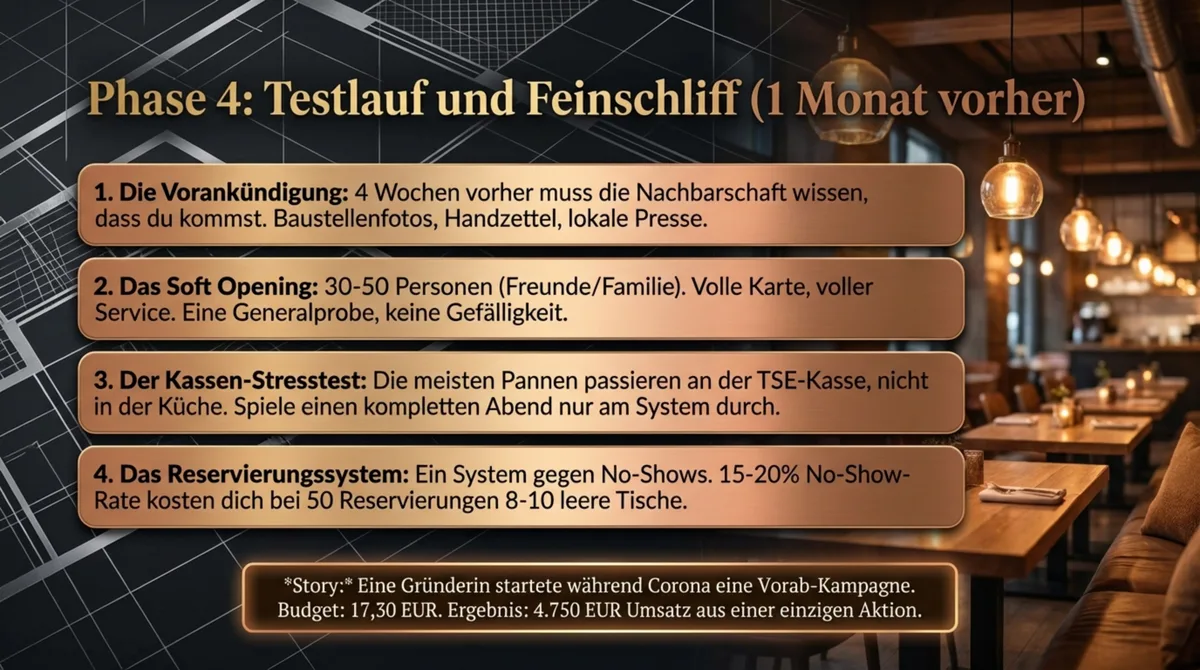 Phase 4 der Restauranteröffnung: Soft Opening, Vorankündigung, Kassenstresstest und Reservierungssystem