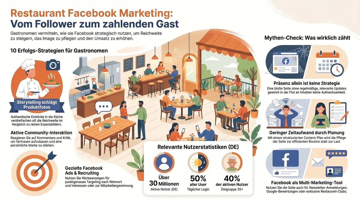 Restaurant Facebook Marketing: 10 Erfolgsstrategien für Gastronomen – Infografik Überblick