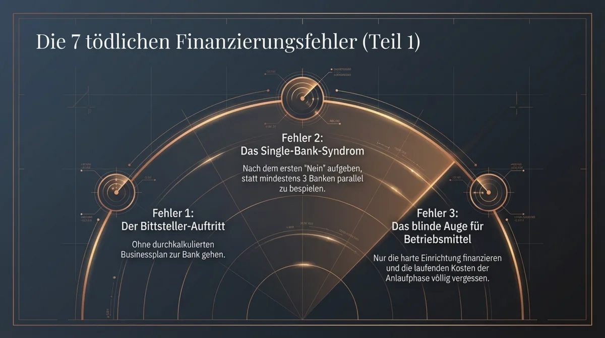 Die 7 tödlichen Finanzierungsfehler bei der Restaurant-Gründung: Bittsteller-Auftritt, Single-Bank-Syndrom und blinder Fleck für Betriebsmittel