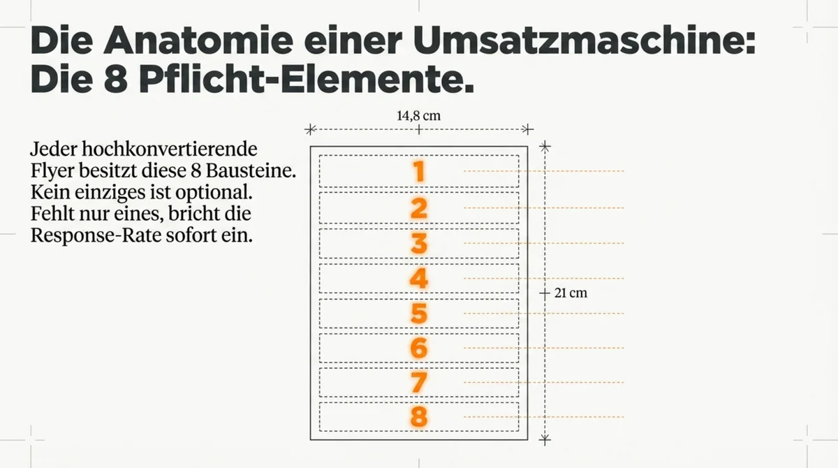 Die Anatomie eines wirkungsvollen Gastronomie-Flyers: 8 Pflicht-Elemente im DIN A5 Blueprint