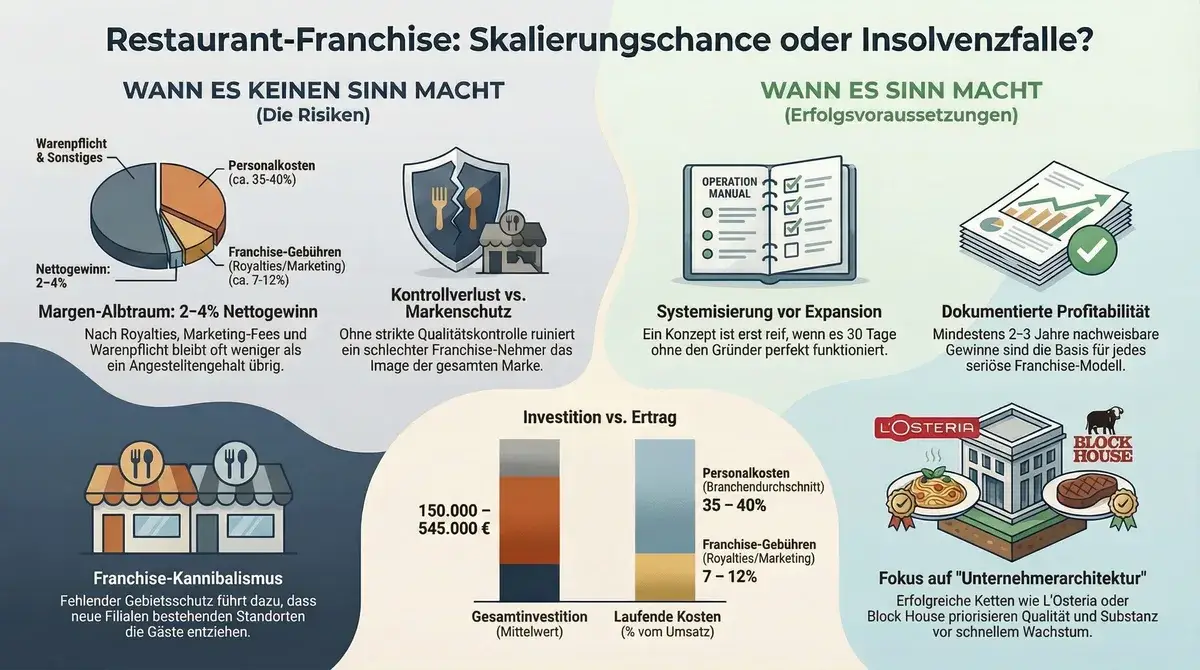 Restaurant-Franchise: Skalierungschance oder Insolvenzfalle – Infografik