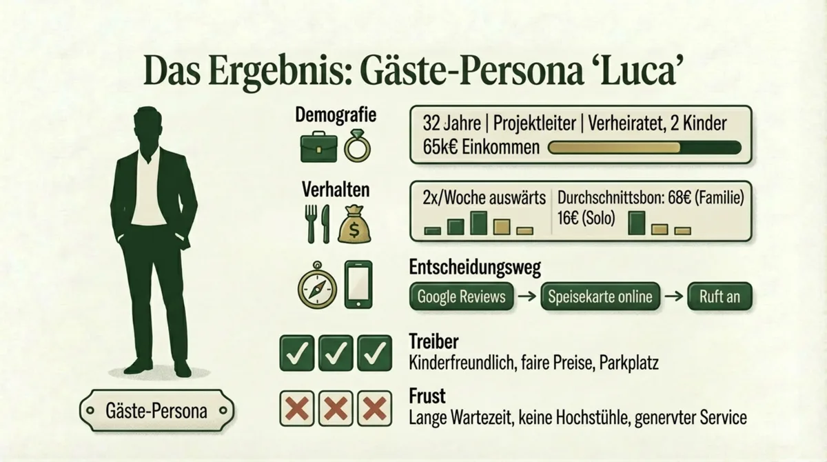 Gäste-Persona Beispiel Luca für Restaurants: Demografie, Psychografie und Verhaltensprofil