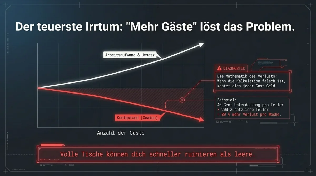 Mehr Gäste lösen das Gewinn-Problem nicht – Kalkulations-Irrtum in der Gastronomie