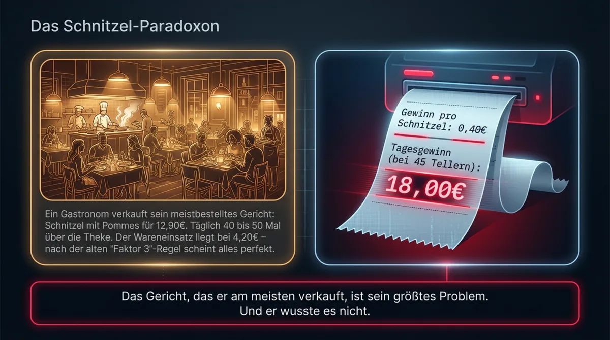 Das Schnitzel-Paradoxon: Meistverkauftes Gericht bringt nur 18 Euro Tagesgewinn bei 45 Tellern