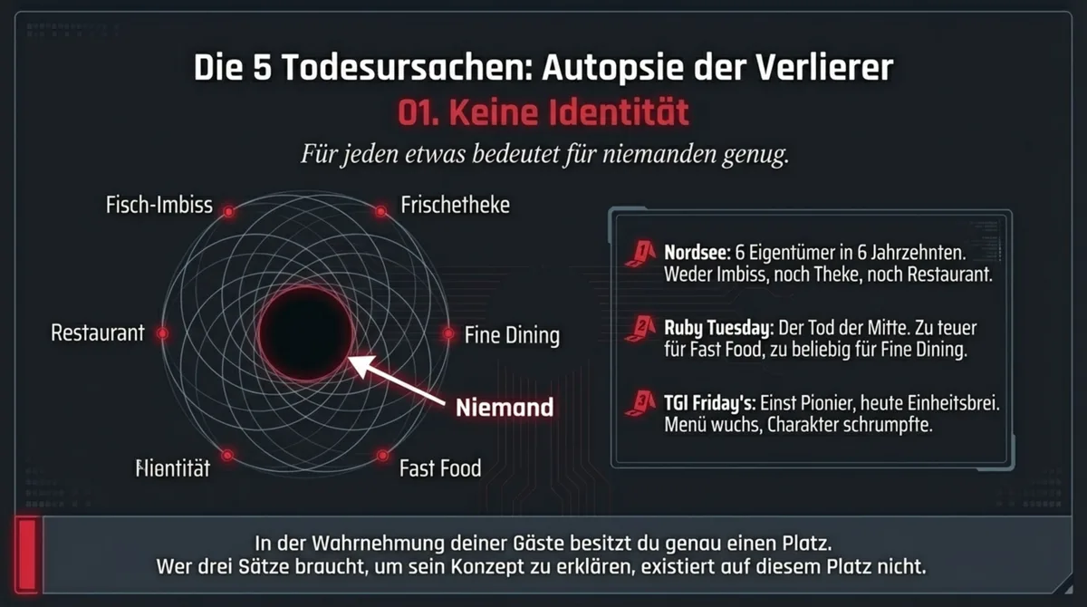 Die 5 Todesursachen gescheiterter Restaurant-Ketten: Autopsie der Verlierer – Identitätslosigkeit, Wachstum ohne Fundament, Stillstand als Strategie, falsche Eigentümer, keine Krisenvorbereitung