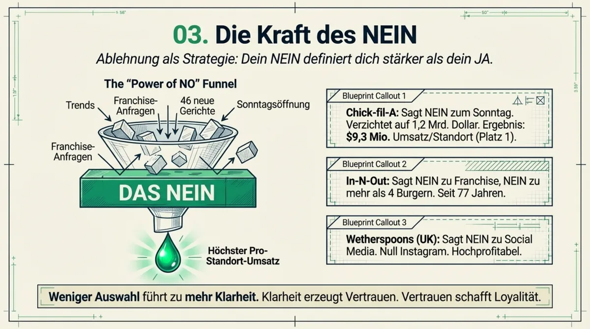Die Kraft des NEIN als Strategie: Erfolgreiche Restaurant-Ketten wie In-N-Out definieren sich über das was sie ablehnen – Fokus statt Beliebigkeit als Wachstumsprinzip