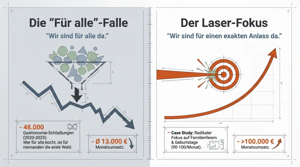 Restaurant-Konzept: Die Für-alle-Falle mit 48.000 Schließungen vs. Laser-Fokus mit über 100.000 Euro Monatsumsatz