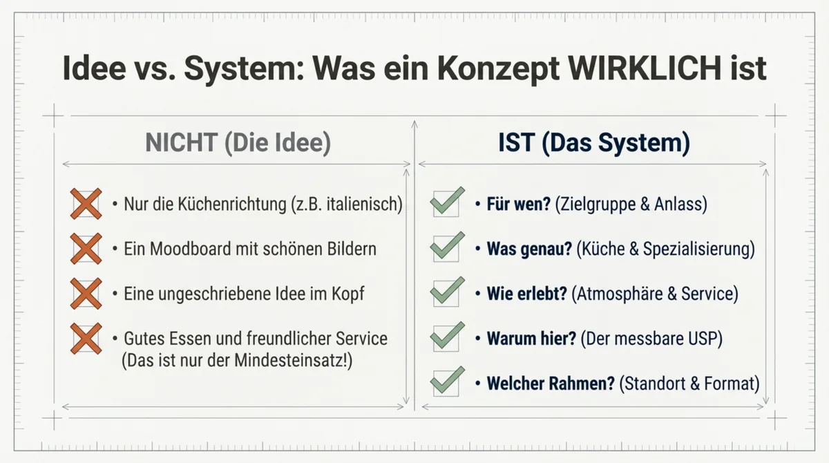 Restaurant-Konzept erstellen: Idee vs. System – Was ein Konzept wirklich ist mit 5 Kernfragen