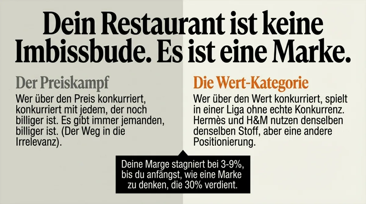 Dein Restaurant ist keine Imbissbude – es ist eine Marke: Preiskampf versus Wert-Kategorie in der Gastronomie