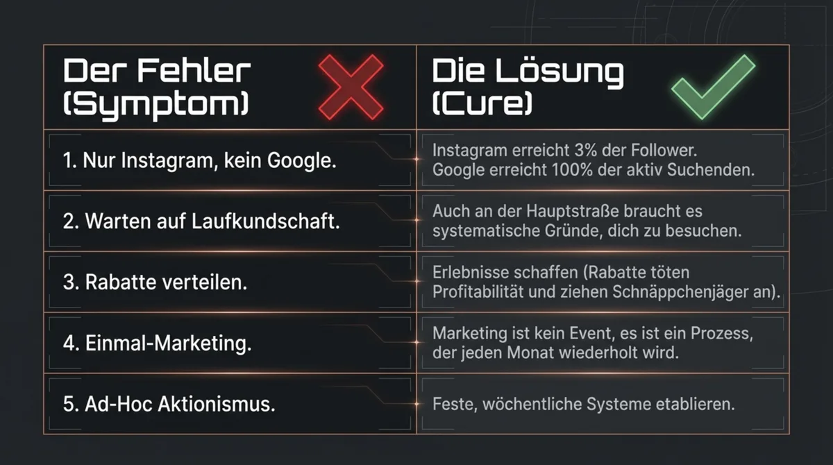 5 Fehler im Restaurant-Marketing und ihre Lösungen: Vergleich zwischen Ad-hoc-Aktionismus und System-Gastronom