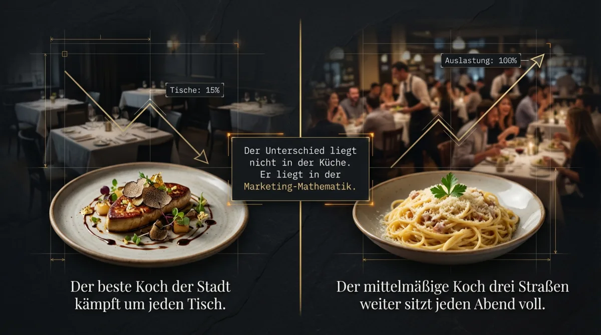 Restaurant-Marketing: Der beste Koch kämpft um jeden Tisch während der mittelmäßige Koch mit Marketing-Mathematik jeden Abend voll sitzt
