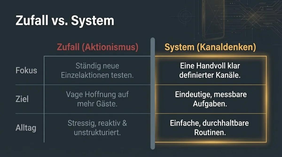 Zufall vs. System im Restaurant-Marketing: Aktionismus vs. Kanaldenken mit klaren Routinen