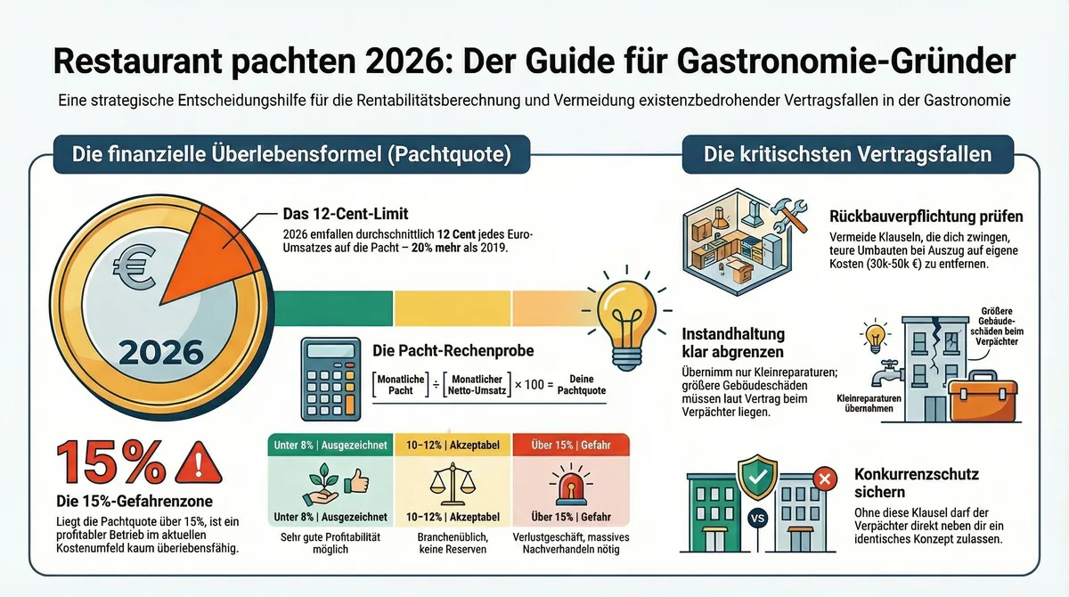 Pachtvertrag Restaurant: Überblick über die kritischsten Vertragsfallen und die finanzielle Überlebensformel