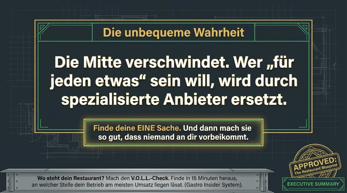 Restaurant-Positionierung: Die Mitte verschwindet – wer für jeden etwas sein will, wird durch Spezialisten ersetzt
