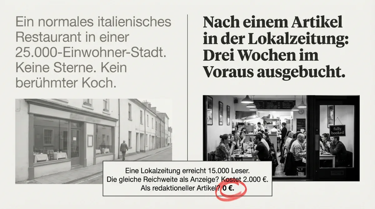 Restaurant Pressearbeit Lokalzeitung: Vorher leeres Reservierungsbuch, nachher drei Wochen ausgebucht