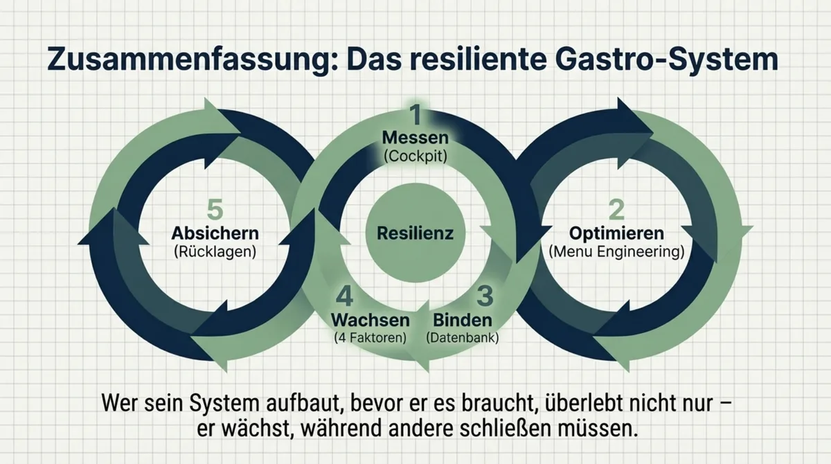 Resilientes Restaurant-System gegen Gastronomie-Insolvenz: Messen, Optimieren, Binden, Wachsen und Absichern