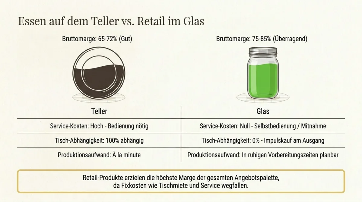 Restaurant Kalkulation Retail: Teller vs. Glas – Marge 65–72% vs. 75–85%