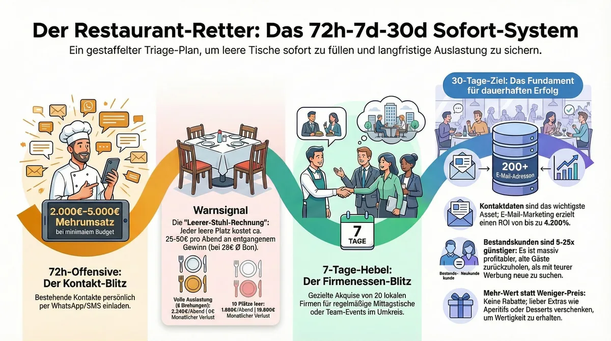 Das 72h-7d-30d Sofort-System: Restaurant schnell Gäste gewinnen