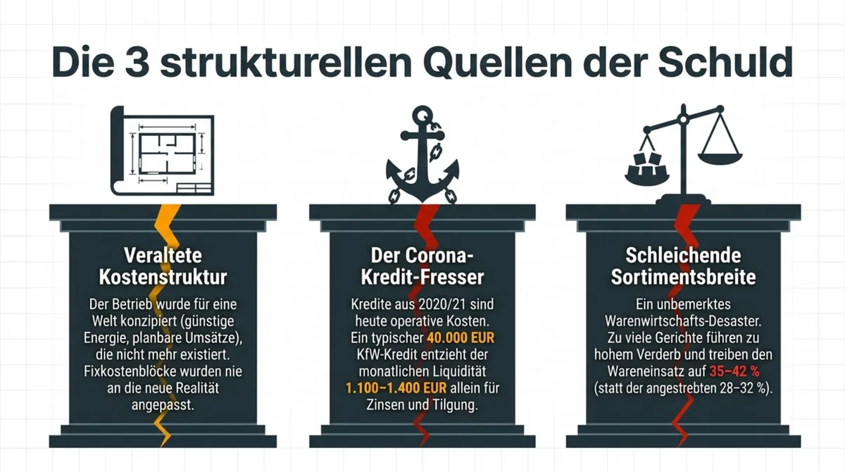 Die 3 strukturellen Ursachen von Restaurant-Schulden: Kostenstruktur, Corona-Kredit-Fresser, Sortimentsbreite