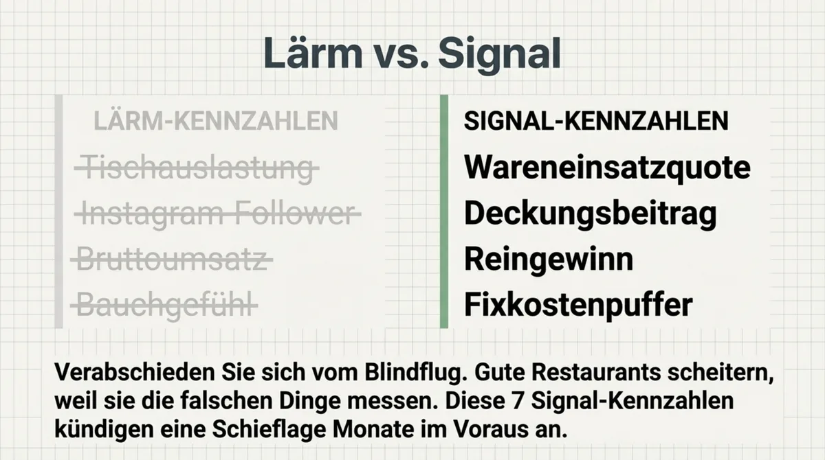 Restaurant-Kennzahlen: Lärm-Kennzahlen wie Umsatz und Tischauslastung vs. Signal-Kennzahlen wie Reingewinn und Wareneinsatzquote
