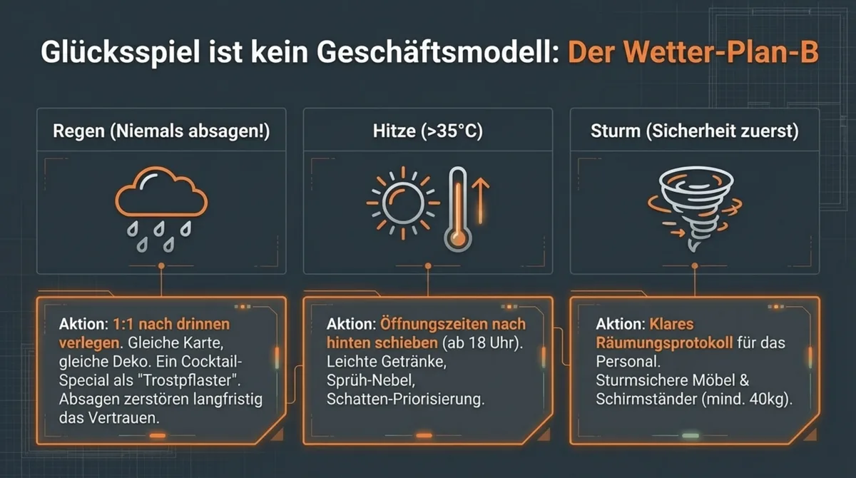 Restaurant Terrasse Wetter Plan B: Strategien für Regen Hitze und Sturm in der Außengastronomie