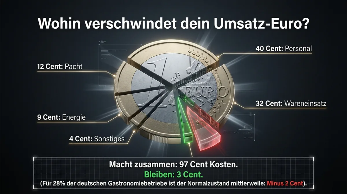 Kostenverteilung je Umsatz-Euro in der Gastronomie 2026: Wohin dein Geld verschwindet