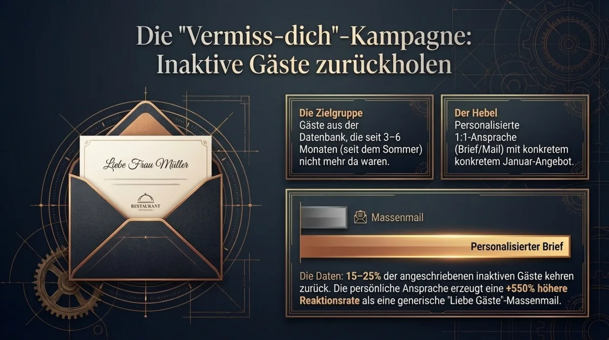 Die Vermiss-dich-Kampagne: Inaktive Restaurantgäste mit persönlichem Brief zurückgewinnen – 15-25% Rückkehrquote