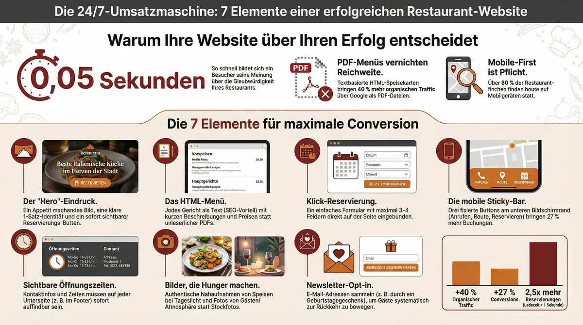 Die 7 Elemente einer erfolgreichen Restaurant-Website im Überblick