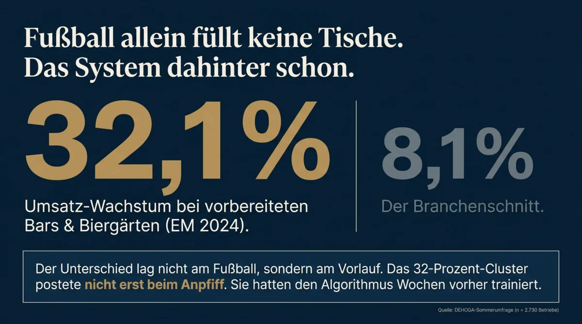 32,1 Prozent der Bars und Biergärten profitierten von der EM 2024 – viermal mehr als der Branchenschnitt von 8,1 Prozent