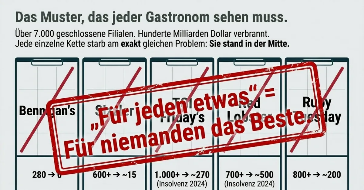 Geschlossene Restaurantketten Bennigans, Sizzler, TGI Fridays, Red Lobster, Ruby Tuesday – alle in der Mitte gestorben