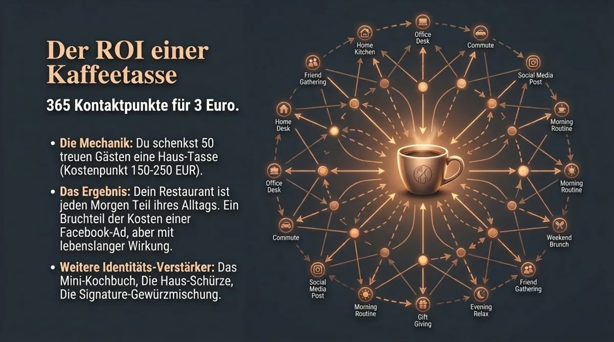 ROI einer Kaffeetasse: 365 Kontaktpunkte pro Jahr für 3 Euro - Restaurant-Marketing durch Merchandise