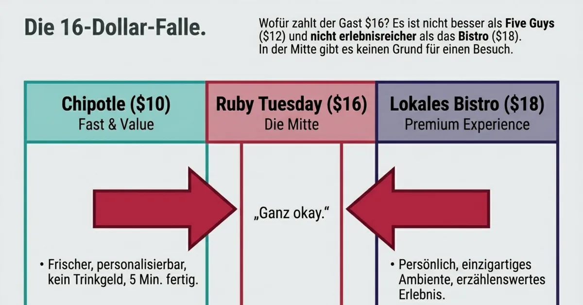 Die 16-Dollar-Falle: Ruby Tuesday zwischen Chipotle 10 Dollar und lokalem Bistro 18 Dollar ohne klare Positionierung