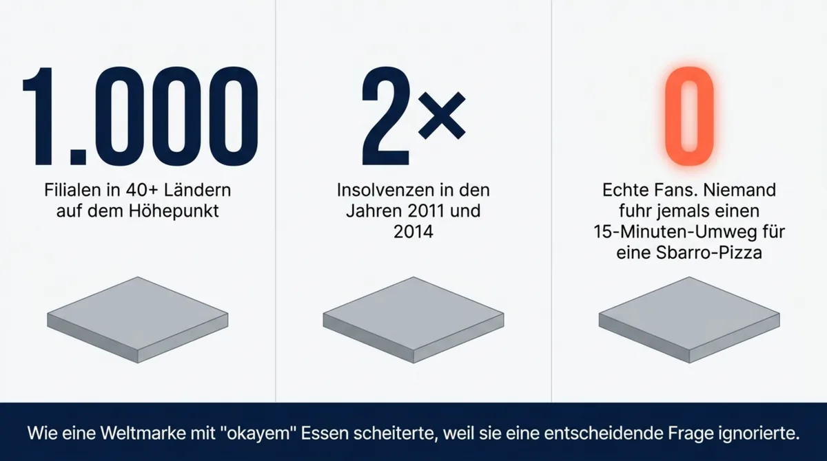 Sbarro Statistik: 1.000 Filialen, 2x Insolvenz, 0 echte Fans