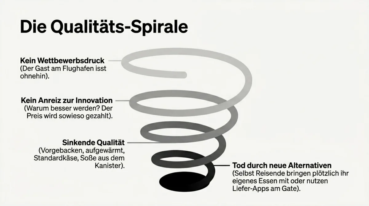 Die Sbarro Qualitäts-Spirale: Kein Wettbewerb führt zu sinkender Qualität