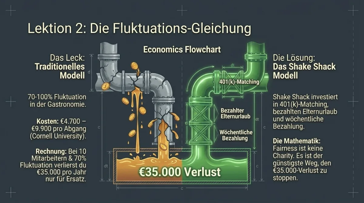 Mitarbeiterfluktuation Kosten Gastronomie: 35.000 Euro Verlust pro Jahr bei 70 Prozent Fluktuation und 10 Mitarbeitern